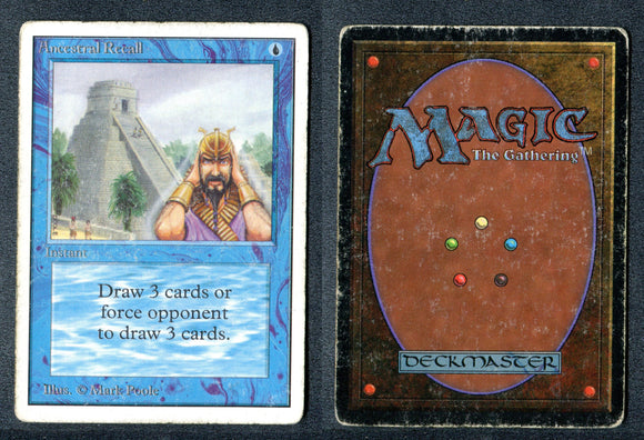MTG Ancestral Recall - Unlimited Edition - Heavy Play #5 MTG Ancestral Recall - Unlimited Edition - Heavy Play #5