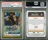 PSA 7/10 2020 Bowman Chrome Mega Box Spanning the Globe Gold Refractor #STGAM Andres Munoz RC 22/50 San Diego Padres Autographed POP1