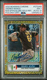 PSA 7/10 2020 Bowman Chrome Mega Box Spanning the Globe Gold Refractor #STGAM Andres Munoz RC 22/50 San Diego Padres Autographed POP1