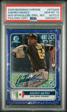 PSA 10/9 2020 Bowman Chrome Mega Box Spanning the Globe Purple Refractor #STGAM Andres Munoz RC 28/250 San Diego Padres Autographed POP1