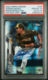 PSA 10/10 2020 Topps Chrome Prism Refractor #149 Andres Munoz RC San Diego Padres Autographed POP2