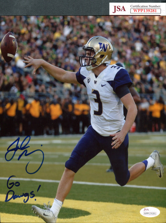 Jake Browning Washington Huskies 8x10 Photograph #6 with Go Dawgs Inscription JSA