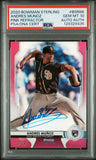 PSA 10 2020 Bowman Sterling Rookies Pink Refractor #BSR86 Andres Munoz RC /75 San Diego Padres Autographed POP1
