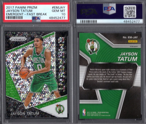 2017-18 Panini Prizm Emergent Prizm Fast Break Jayson Tatum PSA 10 (Gem Mint)