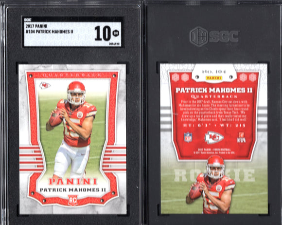 2017 Panini #104 Patrick Mahomes II RC SGC 10 (Gem Mint)