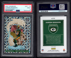 2021 Donruss Optic Downtown! #15 Aaron Rodgers PSA 9