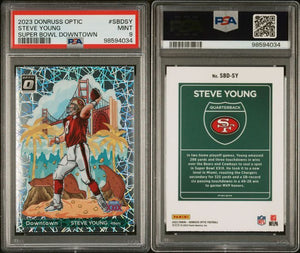 2023 Donruss Optic Downtown Super Bowl #SBDSY Steve Young PSA 9