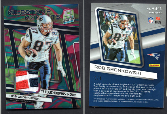 2019 Panini Spectra Milestone Moments Materials Neon Marble #18 Rob Gronkowski 3/4