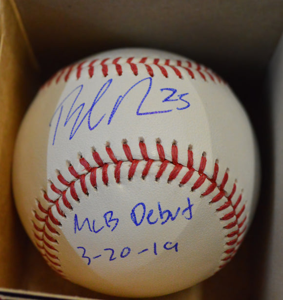 Dylan Moore Signed Major League Baseball w/ MLB Debut 3-20-19 Inscription