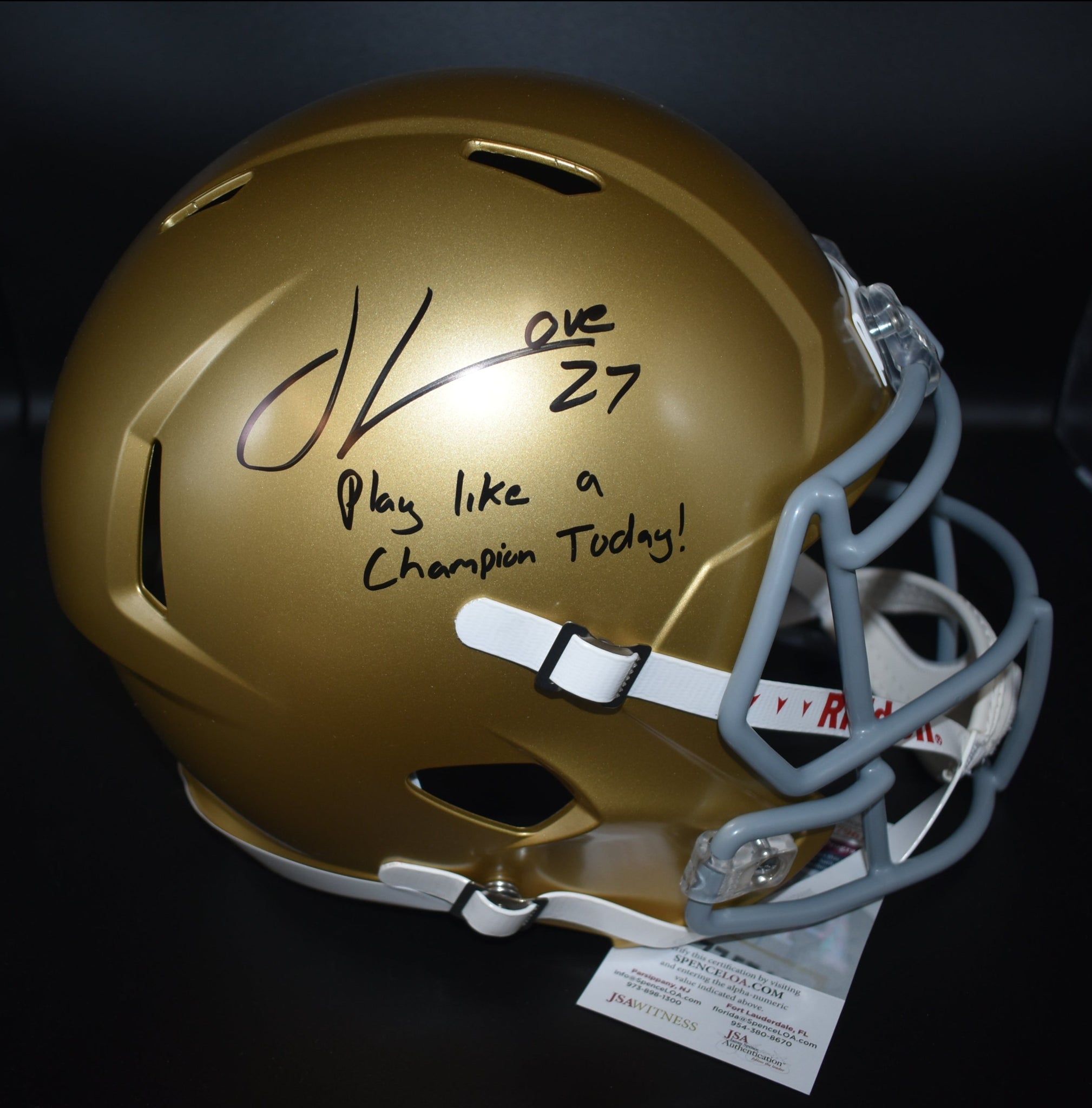 autographed football helmet values Julian Love Signed Notre Dame Full Size Replica Helmet w/ Play Like a – Northwest Sportscards