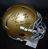 Julian Love Signed Notre Dame Full Size Replica Helmet w/ Play Like a Champion Today Inscription JSA COA