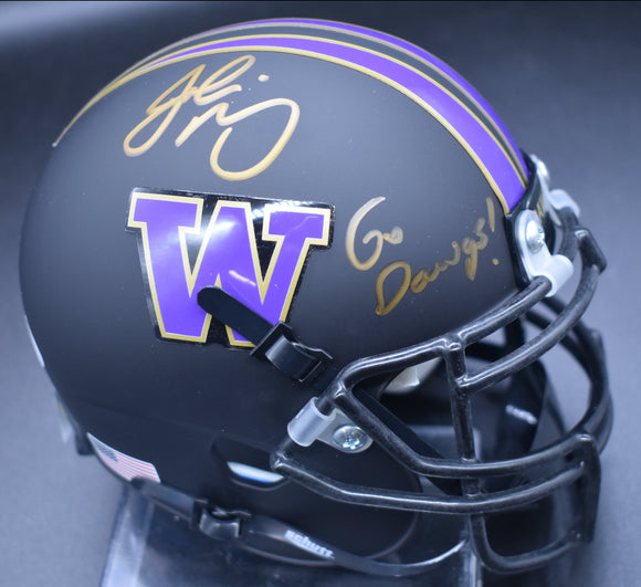 Jake Browning UW Black Mini Helmet JSA COA