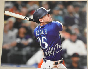 Dylan Moore Signed 8x10 Photograph #3 Swing. Blue Jersey