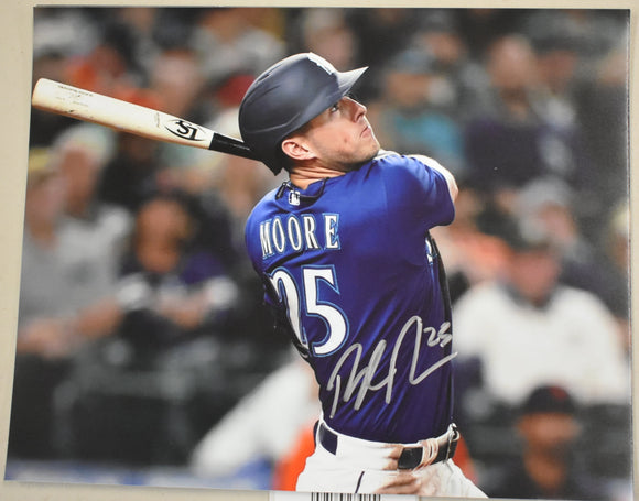Dylan Moore Signed 8x10 Photograph #3 Swing. Blue Jersey