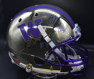 Jake Browning UW Full Size Gold Chrome Replica Helmet JSA