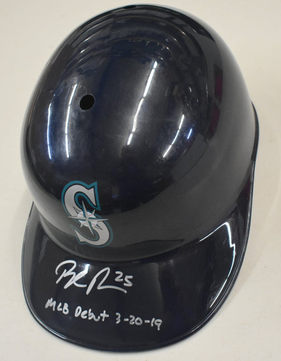 Dylan Moore Signed Mariners Full Size Souvenire Batting Helmet w/ MLB Debut Inscription
