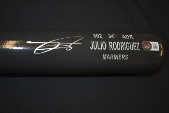 Julio Rodriguez Signed Seattle Mariners Premium Rawlings Bat BAS