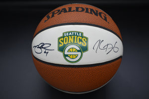 2007-08 Seattle Sonics Mini Basketball signed x6