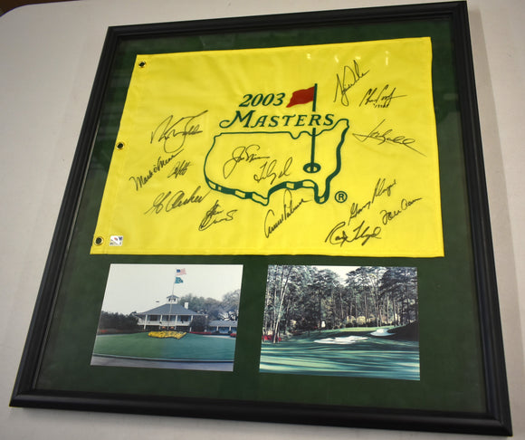 2003 Masters Flag Signed by 14 Champions Framed PSA DNA