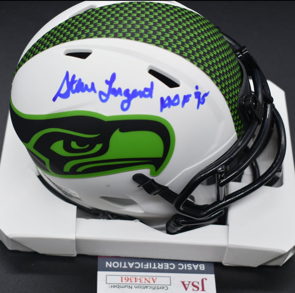 Steve Largent Seahawks Lunar White Mini Helmet w/ JSA COA