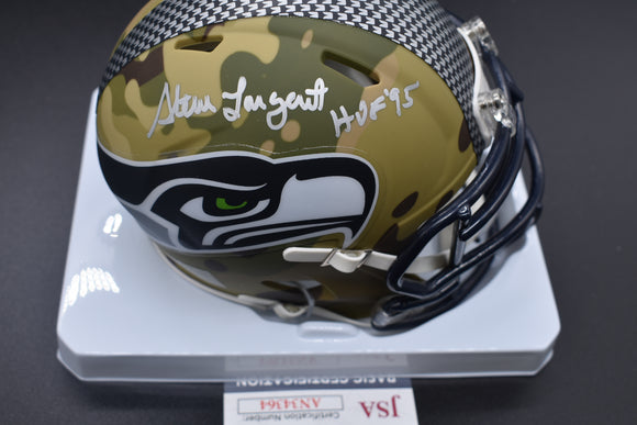 Steve Largent Seahawks Camo Mini Helmet w/ JSA COA