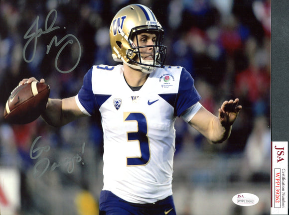 Jake Browning Washington Huskies 8x10 Photograph #4 with Go Dawgs Inscription JSA