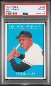 PSA 6 1961 Topps #482 Willie Mays MVP