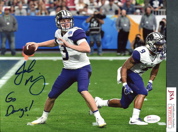 Jake Browning Washington Huskies 8x10 Photograph #5 with Go Dawgs Inscription w/JSA COA