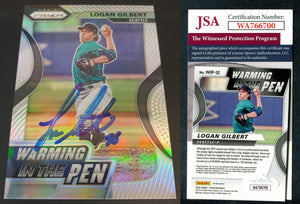 Logan Gilbert 2020 Panini Prizm Warming in the Pen Prizms Silver #12 Autographed Card JSA #10