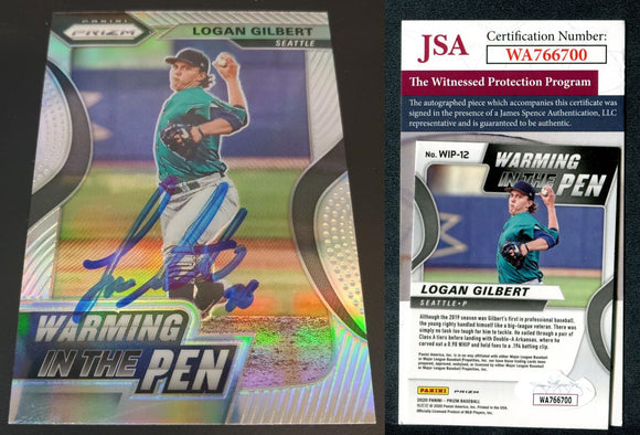 Logan Gilbert 2020 Panini Prizm Warming in the Pen Prizms Silver #12 Autographed Card JSA #10