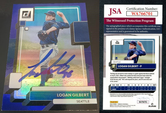 Logan Gilbert 2022 Donruss Holo Purple #198 Autographed Card JSA #11