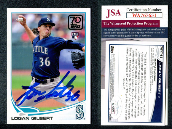 Logan Gilbert 2021 Topps Update 70 Years of Topps Baseball #70YT63 Autographed Card JSA #14