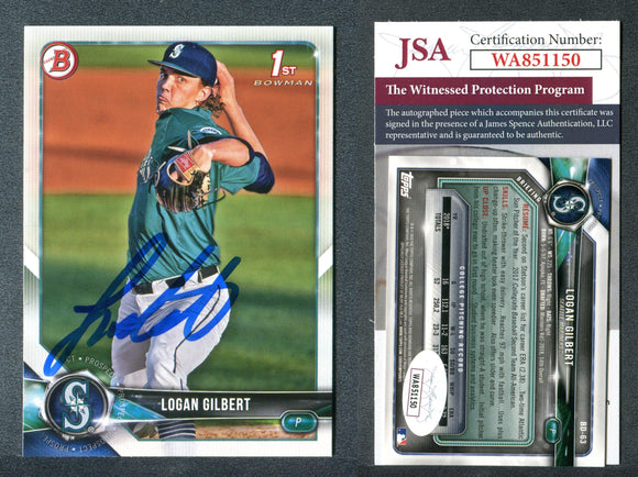 Logan Gilbert 2018 Bowman Draft #BD63 Autographed Card JSA #1