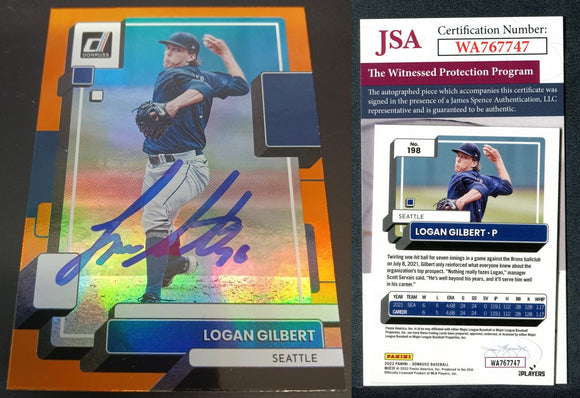 Logan Gilbert 2022 Donruss Holo Orange #198 Autographed Card JSA #6