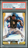 PSA DNA 10 2020 Bowman Sterling Rookies Gold Refractor #BSR86 Andres Munoz RC 40/50 San Diego Padres Autographed POP1