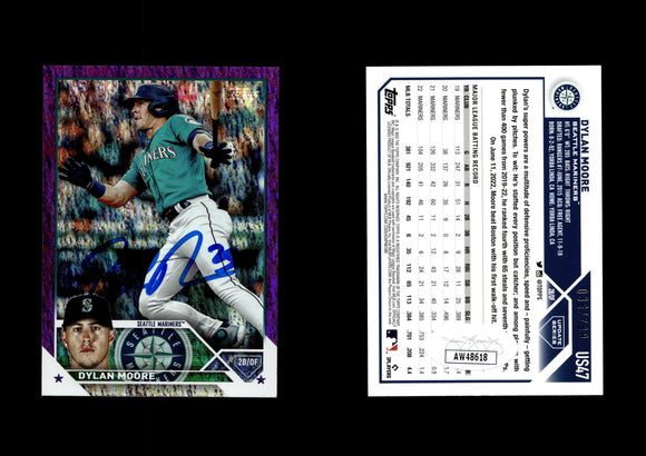 Dylan Moore 2023 Topps Update Purple Foilboard #US47 PR /799 Autographed Card JSA #13