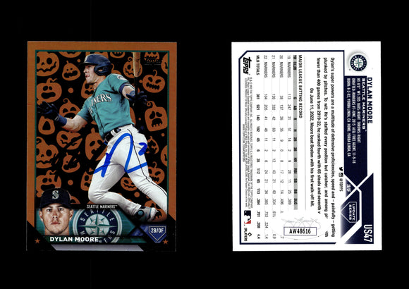 Dylan Moore 2023 Topps Update Halloween Jack O'Lantern #US47 Autographed Card JSA #14