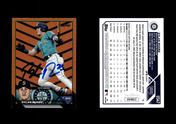 Dylan Moore 2023 Topps Update Halloween Orange and Black Foil #US47 Autographed Card JSA #15