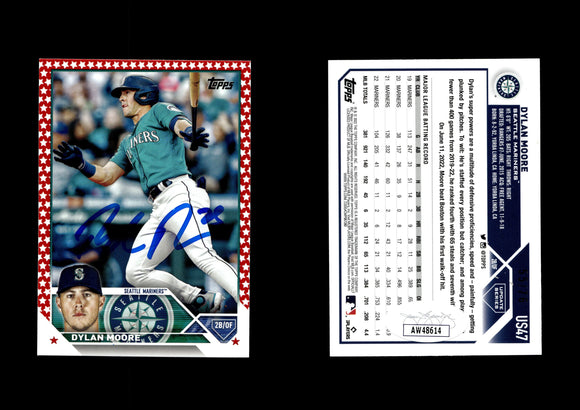 Dylan Moore 2023 Topps Update Independence Day #US47 55/76 Autographed Card JSA #16