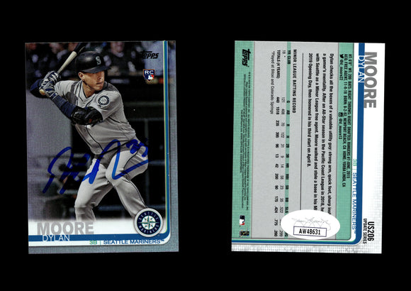Dylan Moore 2019 Topps Update Rainbow Foil #US206 Autographed Card JSA #4
