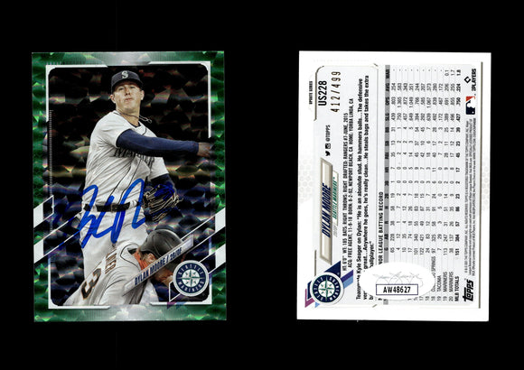 Dylan Moore 2021 Topps Update Green Foilboard #US228 412/499 Autographed Card JSA #6