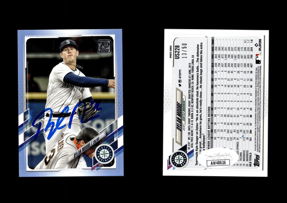 Dylan Moore 2021 Topps Update Father's Day Blue #US228 13/50 Autographed Card JSA #7