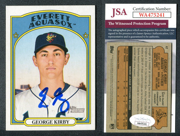 George Kirby 2021 Topps Heritage Minors #47 Autographed Card JSA #10