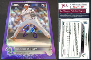 George Kirby 2022 Topps Chrome Update Purple Refractor #USC138 Autographed Card JSA #17