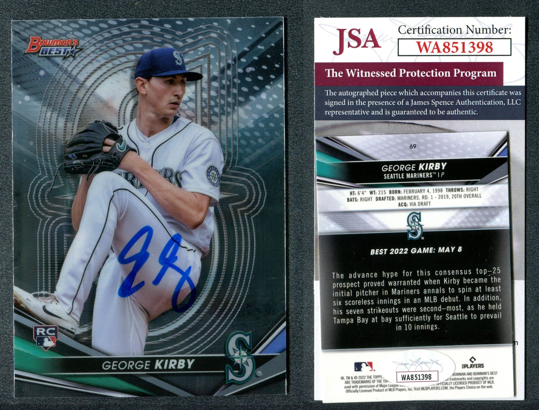 George Roubicek Autograph Card George Kirby 2022 Bowman's Best #69 Autographed Card JSA #23 ...