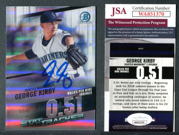 George Kirby 2020 Bowman Chrome Stat Track #ST27 Autographed Card JSA #28