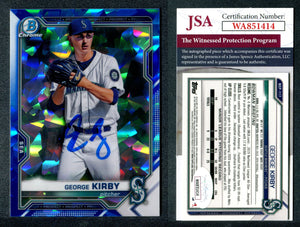 George Kirby 2021 Bowman Chrome Sapphire Prospects #BCP117 Autographed Card JSA #33