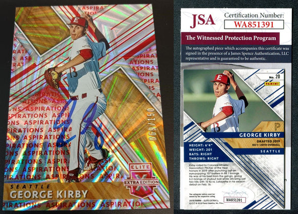 George Kirby 2019 Elite Extra Edition Aspirations Red #20 /150 Autographed Card JSA #36