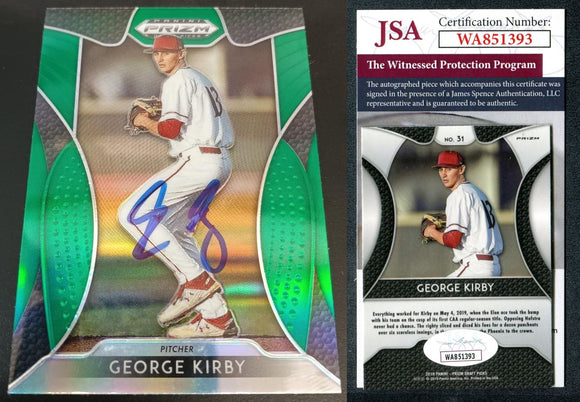 George Kirby 2019 Panini Prizm Draft Picks Prizms Green #31 Autographed Card JSA #37