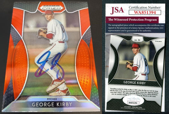 George Kirby 2019 Panini Prizm Draft Picks Prizms Orange #31 Autographed Card JSA #38